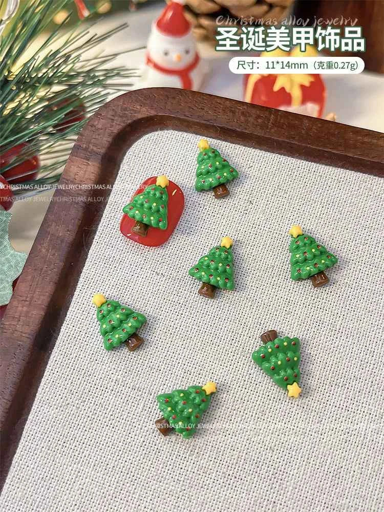 Christmas Series Nail Art Accessories 3D Resin Nail Charms Cute Bells Reindeer Snowman Cartoon Versatile Winter Nail Decorations