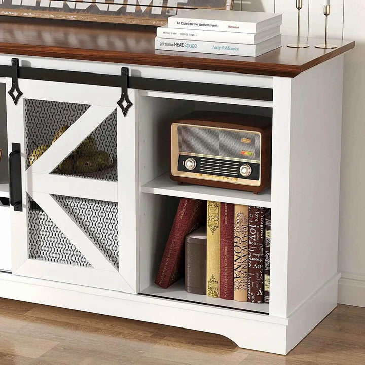 Modern TV Stand for TVs up to 60’’, Entertainment Center w/1 Drawer & 2 Storage Cabinets, Large Media Console Cabinet - GiFTiFY