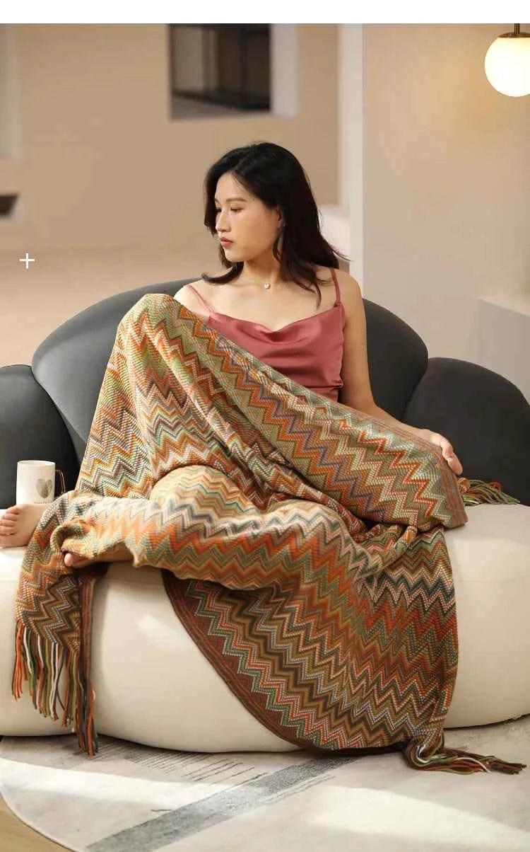 Boho Bed Plaid Blanket Geometry Aztec Baja Blankets Ethnic Sofa Cover Slipcover Decor Throw Wall Hanging Tapestry Rug Cobertor - GiFTiFY