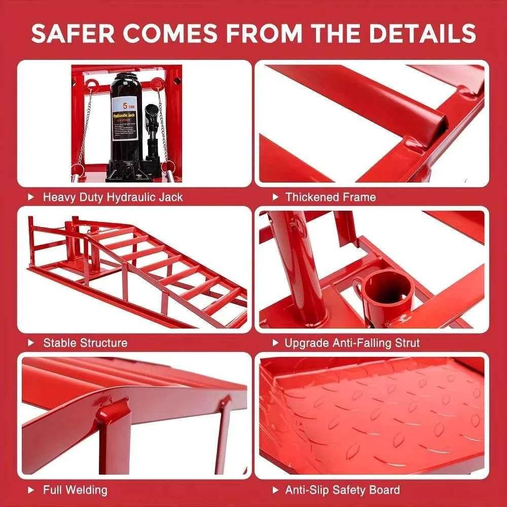 2pcs Heavy Duty Hydraulic Car Ramps 11000lbs Floor Jack Lift Ramps for Oil Changes, Truck Trailer, Home Garage & Auto Repair - GiFTiFY