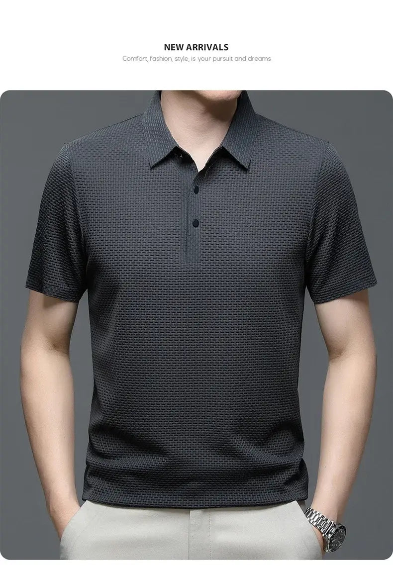 Mens Lop-Up Hollow Short-Sleeved Woven Shirts