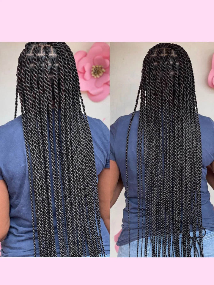 Super Long 40'' Synthetic Twist Braided Wigs Full Lace Knotless Small Box Braids With Baby Hair Senegalese Braiding Twists Wig - GiFTiFY