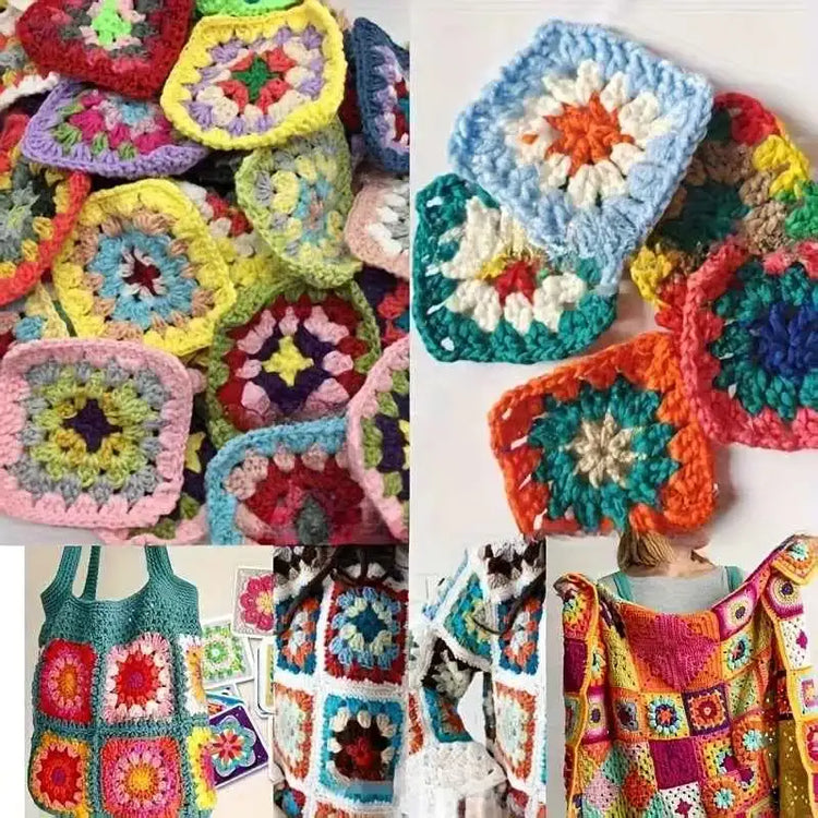 Mix Colors Handmade Crochet Doilies Suit Square Flower Piece Clothing Pocket Coaster Bag Tablecloth DIY Jewelry 6cm