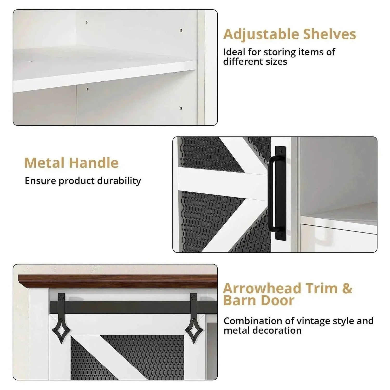 Modern TV Stand for TVs up to 60’’, Entertainment Center w/1 Drawer & 2 Storage Cabinets, Large Media Console Cabinet - GiFTiFY