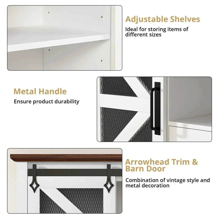 Modern TV Stand for TVs up to 60’’, Entertainment Center w/1 Drawer & 2 Storage Cabinets, Large Media Console Cabinet - GiFTiFY