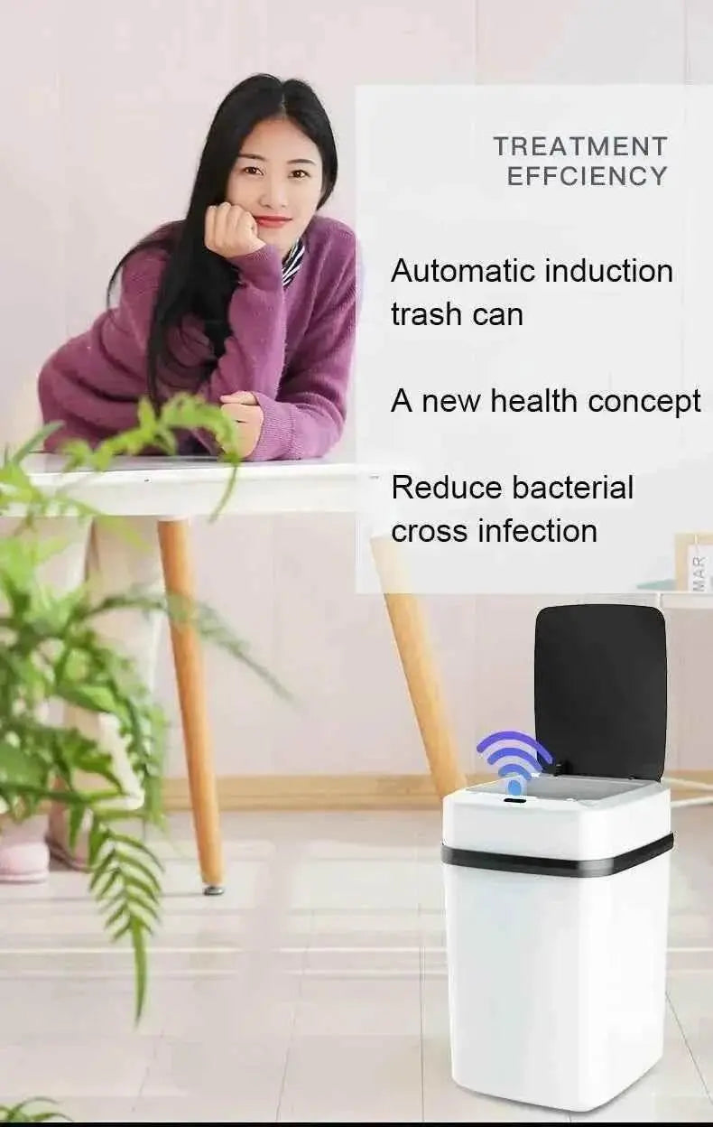 Kitchen Trash Bin 13L Bathroom Touch Trash Can In The Toilet Smart Garbage Bucket Waste Bins Dustbin Smart Trash Can Kitchen Trash Bin by DS