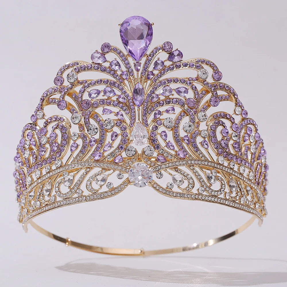 European Miss Universe Big Forest Crystal Wedding Crowns Cubic Zircon Crown Queen Rhinestone Tiara Party Stage Show Hair Jewelry GiFTiFY