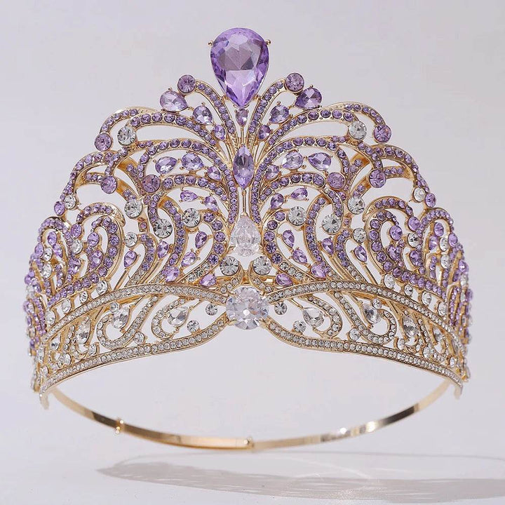 European Miss Universe Big Forest Crystal Wedding Crowns Cubic Zircon Crown Queen Rhinestone Tiara Party Stage Show Hair Jewelry - GiFTiFY