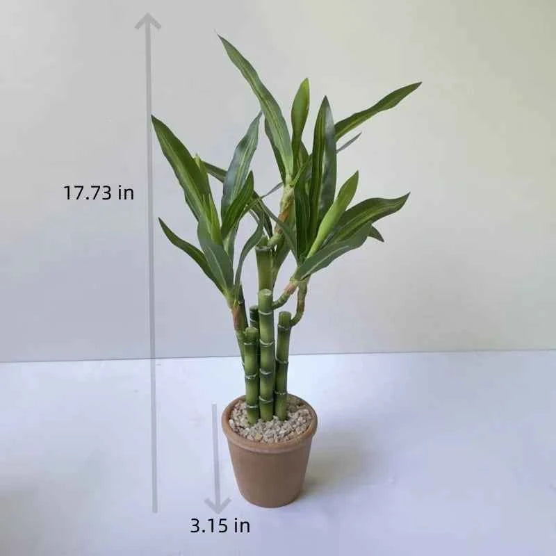Artificial Lucky Bamboo Plant Green Potted Garden Outdoor Living Room Desktop Aesthetic Space Tropical Rainforest Home Decor by DSERS