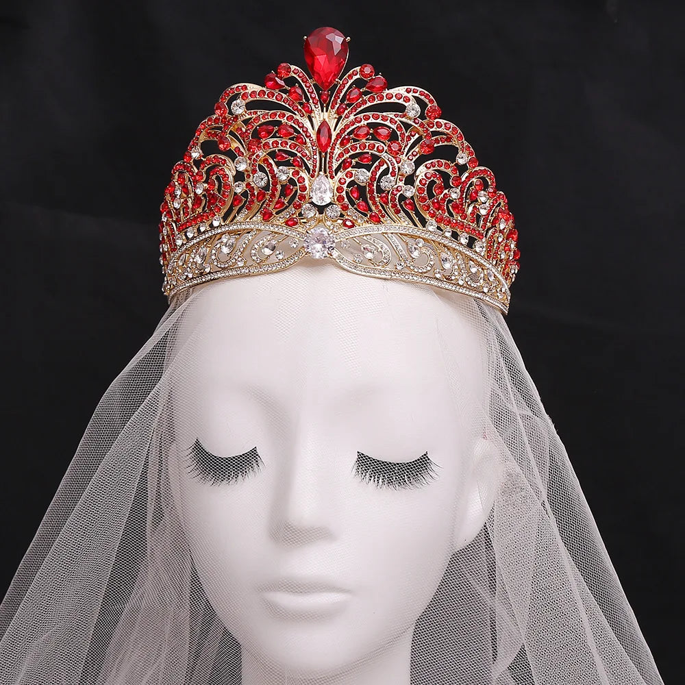 European Miss Universe Big Forest Crystal Wedding Crowns Cubic Zircon Crown Queen Rhinestone Tiara Party Stage Show Hair Jewelry GiFTiFY
