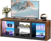 LED TV Stand for 65-Inch TV, 58-Inch Entertainment Center with Adjustable Glass Shelves