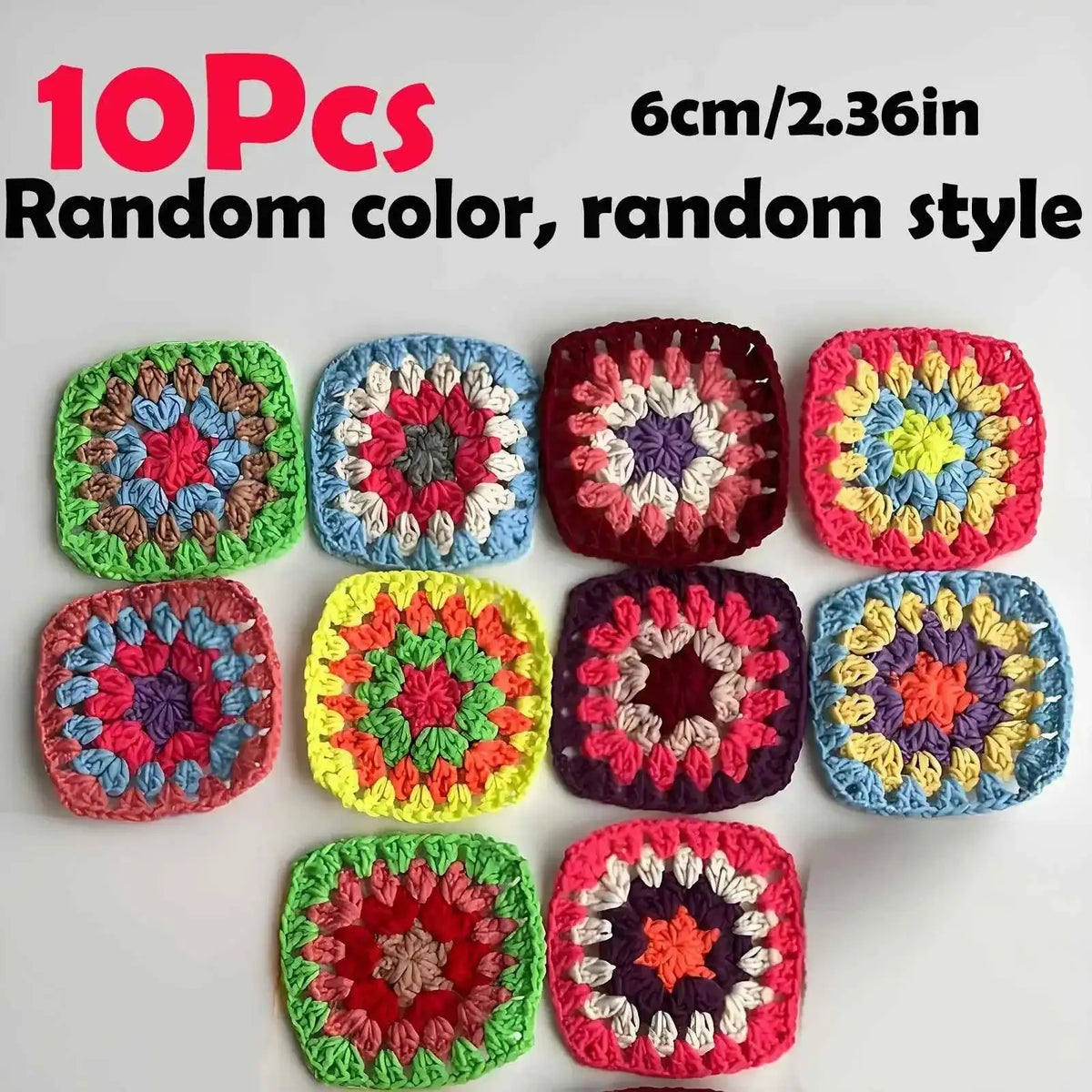 Mix Colors Handmade Crochet Doilies Suit Square Flower Piece Clothing Pocket Coaster Bag Tablecloth DIY Jewelry 6cm Home decor by DSERS