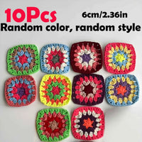 Mix Colors Handmade Crochet Doilies Suit Square Flower Piece Clothing Pocket Coaster Bag