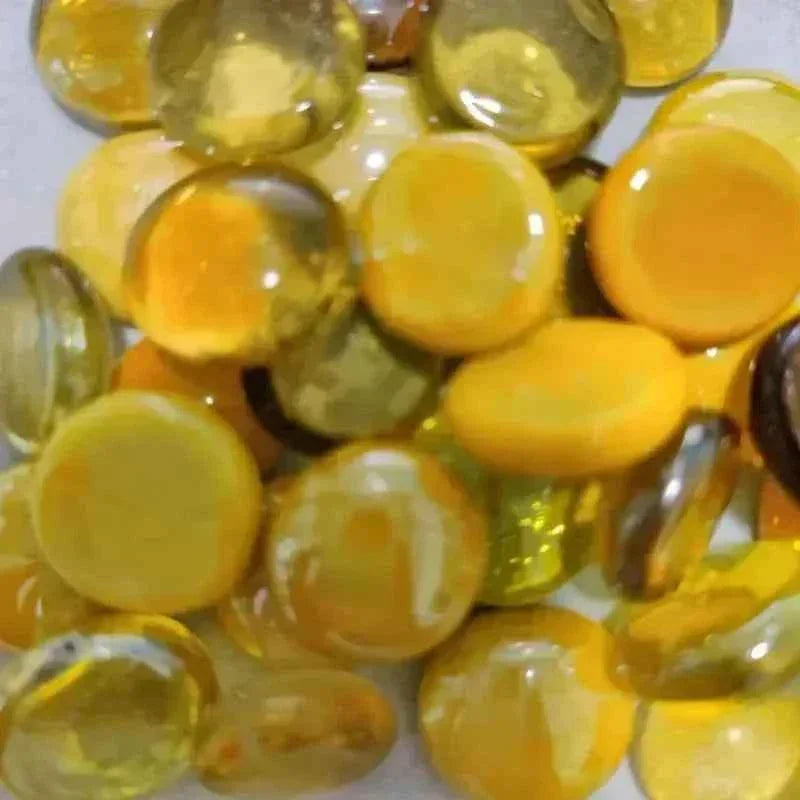 100g/3.52oz(Approx. 18-25pcs) Oblate Bead Glass Mosaic Tiles Colorful Round Mosaic Making Material Multi Diameter DIY Craft Tile