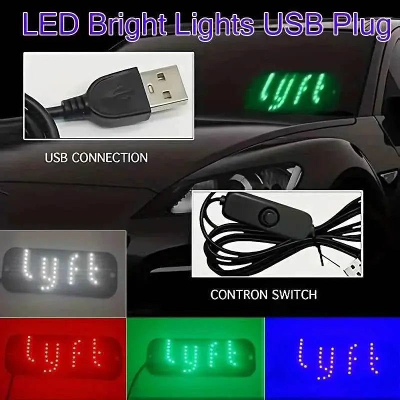 Led Light Signs For LYFT Car Windshield Glow LED Sign Decal Stickers Sign Light Windshield Sticker Cab Indicator Lamp Bright Lights U Led Light Signs For Car by DSERS
