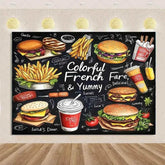 Quick Food Theme Birthday Party Decoration Hamburger French Fries Pizza Background Banner Photography Backdrop Supplies Kid Gift - GiFTiFY