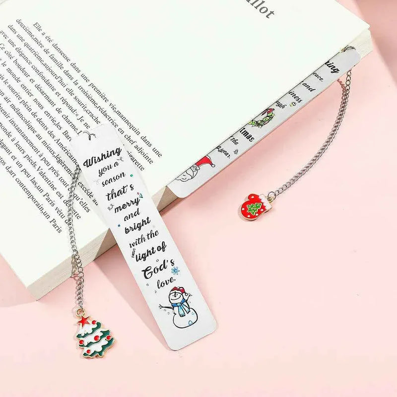 A stainless steel pendant bookmark about Christmas, the warmest Christmas reading gift for loved ones on Christmas Eve. by DSERS