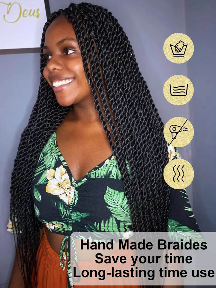 Super Long 40'' Synthetic Twist Braided Wigs Full Lace Knotless Small Box Braids With Baby Hair Senegalese Braiding Twists Wig - GiFTiFY