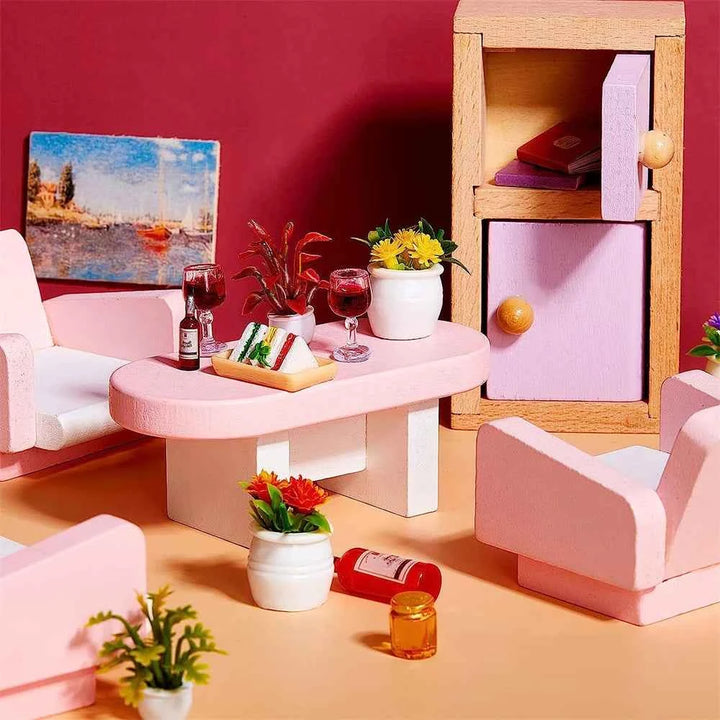 14pcs Doll House Plants Mini Bonsai Green Leaf Plants Flower Models Fake Green Decorations Christmas Gift Dollhouse Furniture