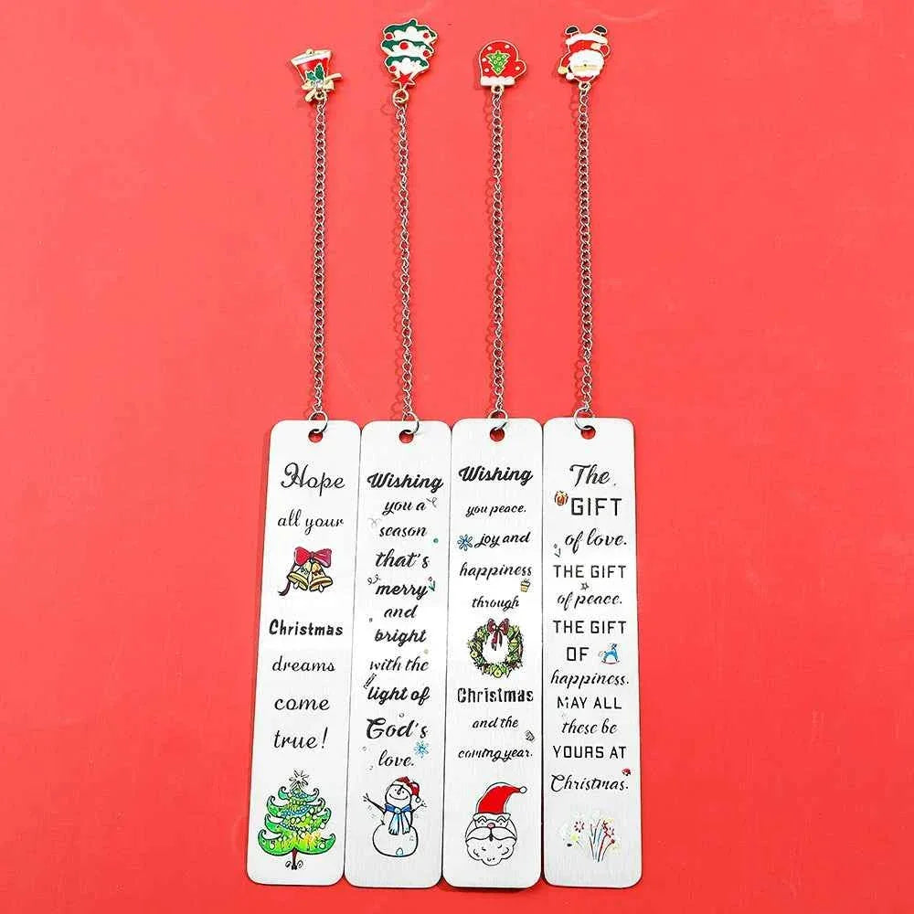 A stainless steel pendant bookmark about Christmas, the warmest Christmas reading gift for loved ones on Christmas Eve.