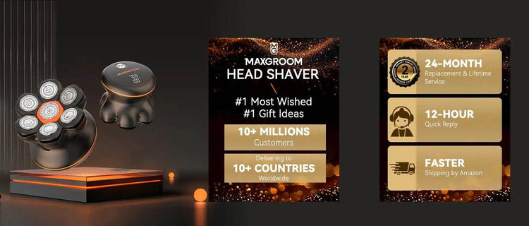 MAXGROOM 7D Head Shaver for Bald Men IXP6 Waterproof USB Rechargeable Electric Hair Trimmer Beard Floating Blade Magnetic Razor - GiFTiFY