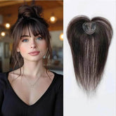 100% Remy Human Hair Toppers with Bangs Light Brown Hairpieces 3D Wispy Human Hair Bangs for Women Thin Hair Real Human Hair Topper Clip In - GiFTiFY