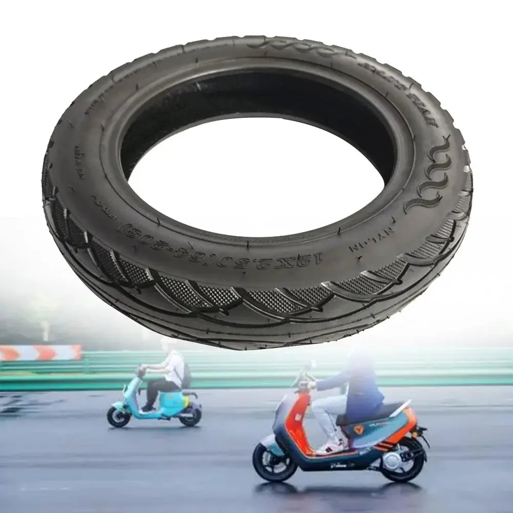 Two Black Electric Scooter 12x2 Tubeless Tyres