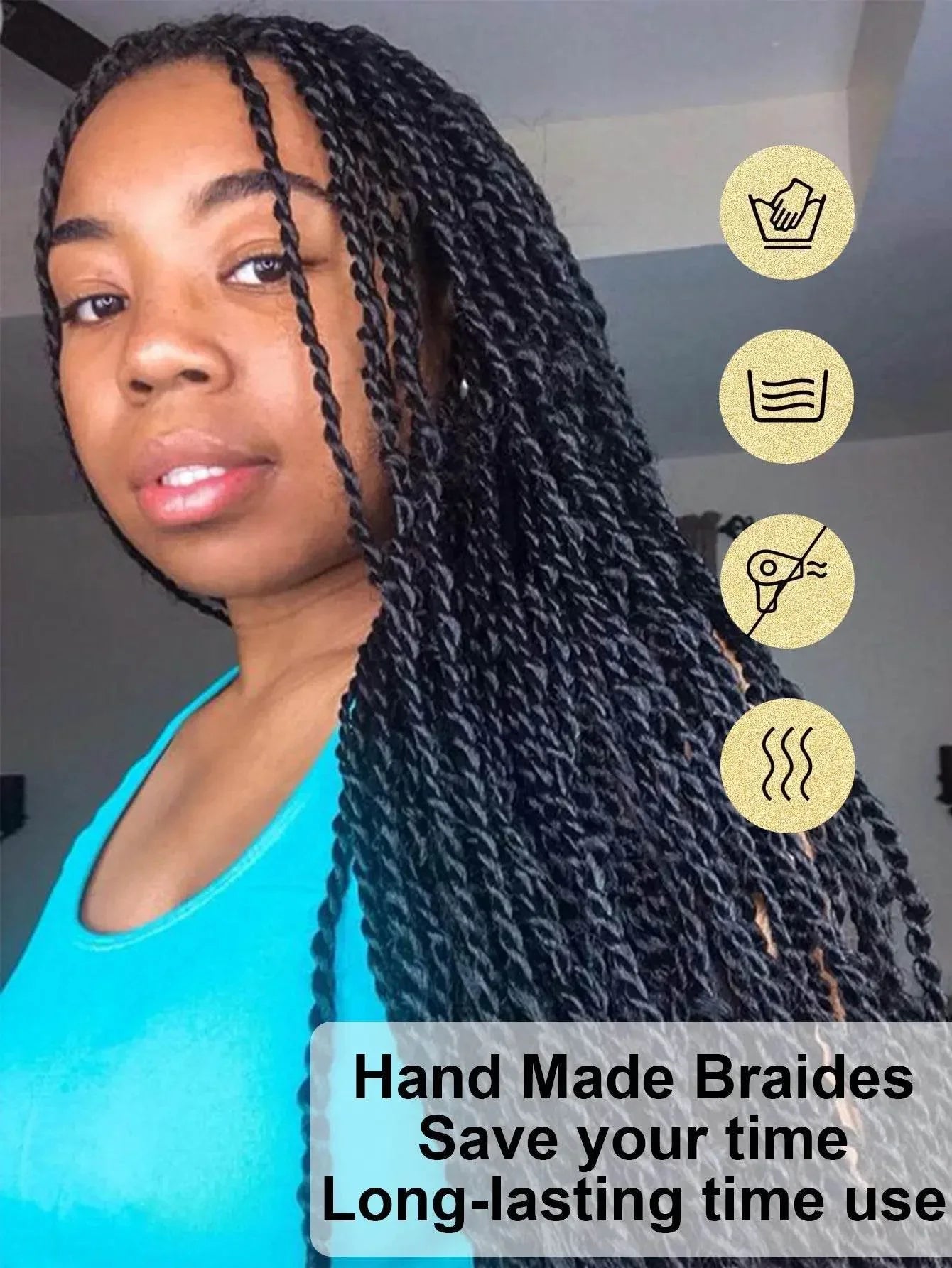 Synthetic Full Lace Frontal Twist Braided Wigs For Black Women Faux Locs Knotless Box Braided Lace Wig Goddess Senegalese Braids - GiFTiFY