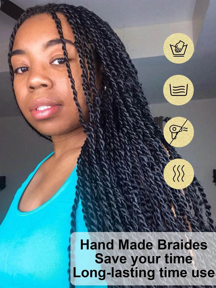 Synthetic Full Lace Frontal Twist Braided Wigs For Black Women Faux Locs Knotless Box Braided Lace Wig Goddess Senegalese Braids - GiFTiFY