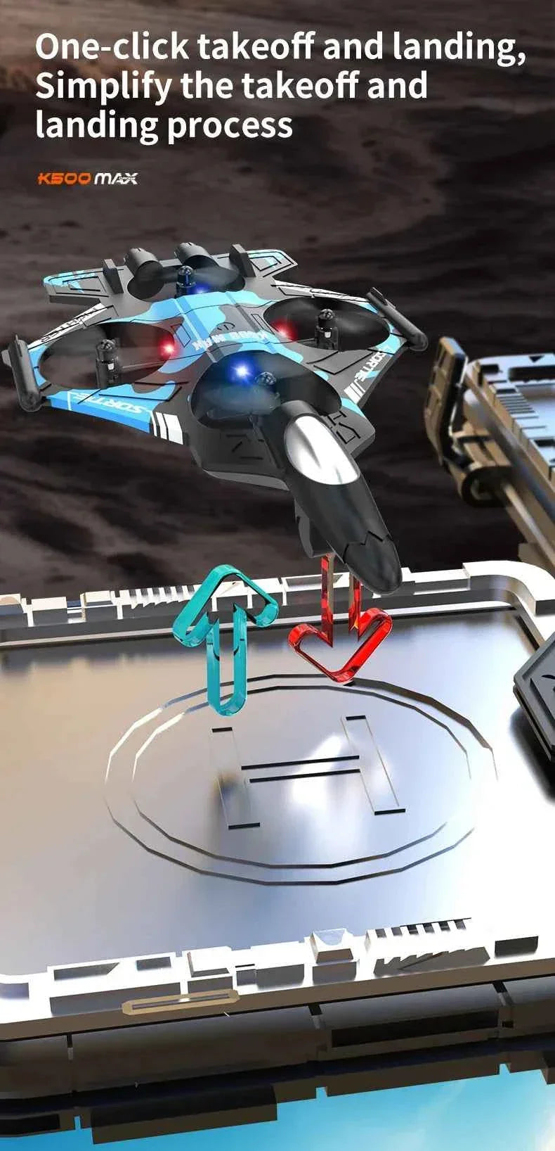 K500MAX Drone Fighter Jet 4k HD Professional Drone Camera WIFI Fpv Aircraft Quadcopte Aerial Photography Drone Birthday Toys