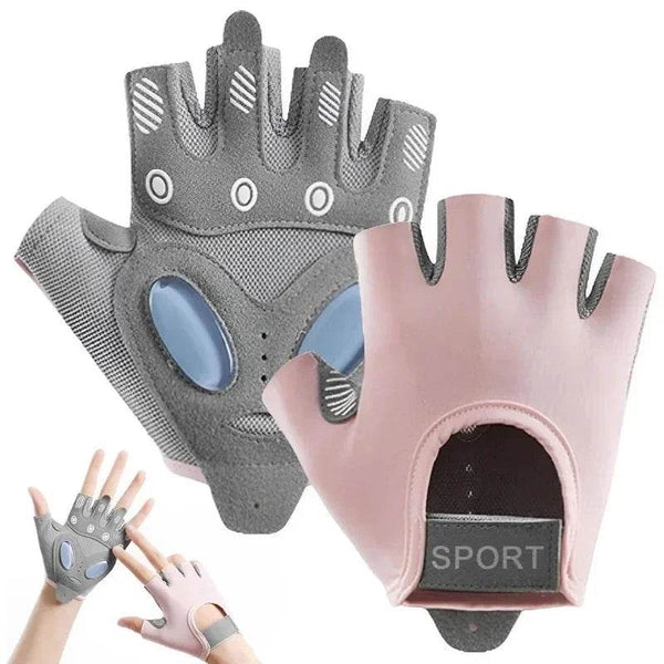 1 Pair Workout Gloves with Liquid Silicone for Women Fingerless Cycling Gloves Non-slip Men's Gym Weight Lifting Gloves - GiFTiFY