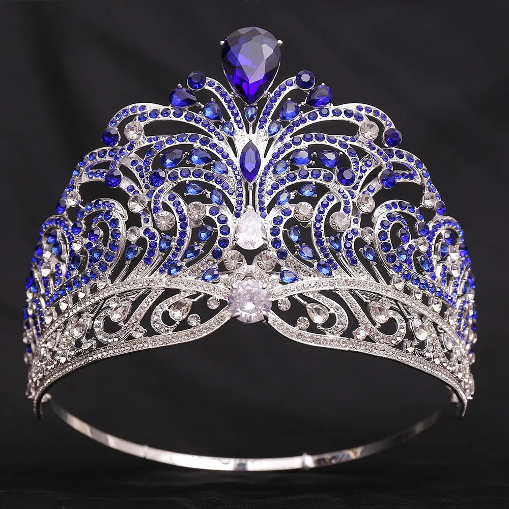 European Miss Universe Big Forest Crystal Wedding Crowns Cubic Zircon Crown Queen Rhinestone Tiara Party Stage Show Hair Jewelry GiFTiFY