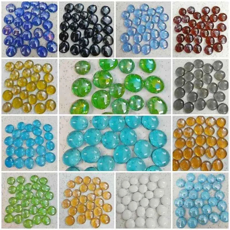 100g/3.52oz(Approx. 18-25pcs) Oblate Bead Glass Mosaic Tiles Colorful Round Mosaic Making Material Multi Diameter DIY Craft Tile by DSERS