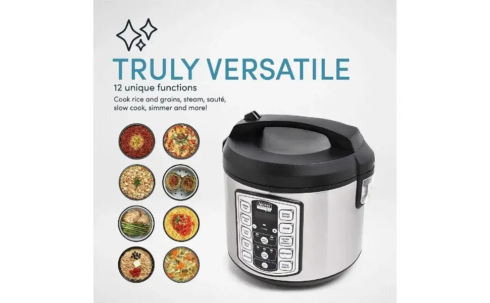 20-Cup Rice Cooker / 5Qt. Digital Rice & Grain Multicooker Food Steamer Slow Grain Cooker Stainless Exterior/Nonstick