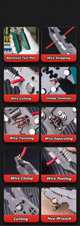 Multifunctional Wire Stripper with Electrical Test Pen Foldable Cable Cutter Crimper Tool, Electrical Folding Pliers for Cutting - GiFTiFY