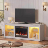 Modern Electric 7 Color LED Fireplace TV Stand for TVs up to 70", White Marble