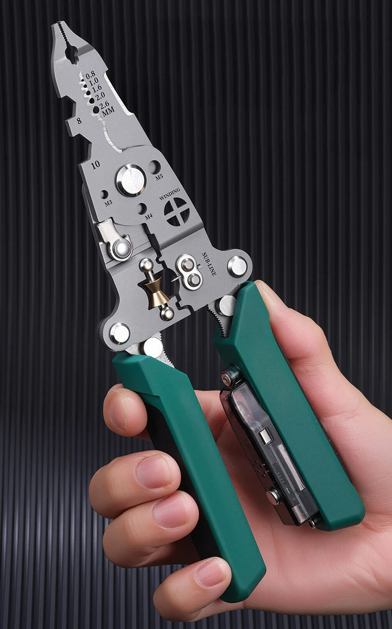 Multifunctional Wire Stripper with Electrical Test Pen Foldable Cable Cutter Crimper Tool, Electrical Folding Pliers for Cutting GiFTiFY
