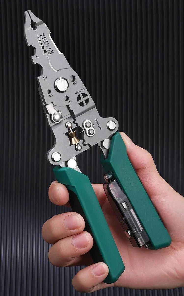 Multifunctional Wire Stripper with Electrical Test Pen Foldable Cable Cutter Crimper Tool, Electrical Folding Pliers for Cutting - GiFTiFY
