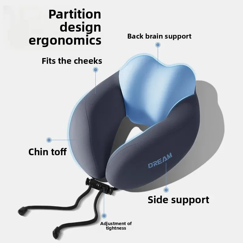Memory Foam U-Shaped Neck Pillow for Travel & Airplane - Ergonomic Cervical Support Pillow with Portable Design Washable Cover by GiFiFY
