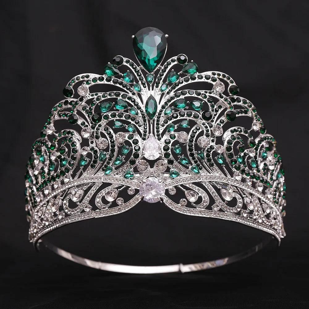 European Miss Universe Big Forest Crystal Wedding Crowns Cubic Zircon Crown Queen Rhinestone Tiara Party Stage Show Hair Jewelry Tiaras by DSERS