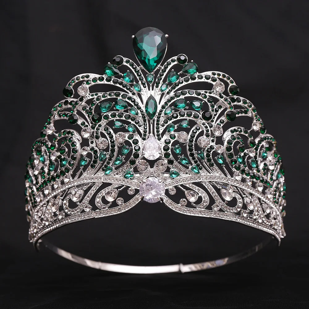 European Miss Universe Big Forest Crystal Wedding Crowns Cubic Zircon Crown Queen Rhinestone Tiara Party Stage Show Hair Jewelry GiFTiFY