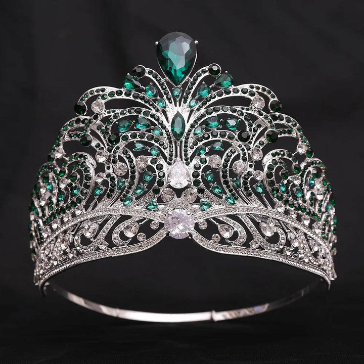 European Miss Universe Big Forest Crystal Wedding Crowns Cubic Zircon Crown Queen Rhinestone Tiara Party Stage Show Hair Jewelry - GiFTiFY