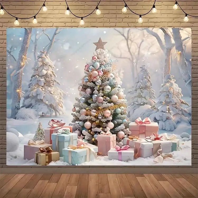 White Christmas Fireplace Background Xmas Tree Garland Gift Photography Backdrop Family Kids Holiday Party Banner Photo Studio by DSERS