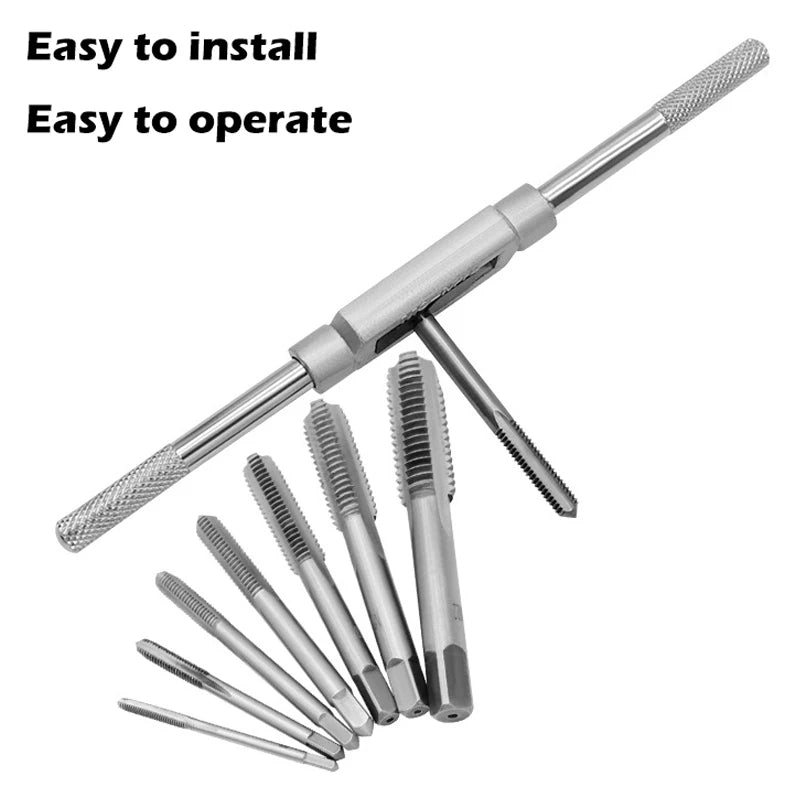 M3-M12 8/6 PCS Metric Hand Tap Set HSS Right-handed Tapping Drill Thread Punching Wrench Hand Tools Male to Make Thread in Steel GiFTiFY
