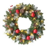 20-60cm Christmas Wreath with LED Fairy Light Door Hanging Garland Pine for Home Decorations Xmas Party Supplies Happy New Year - GiFTiFY