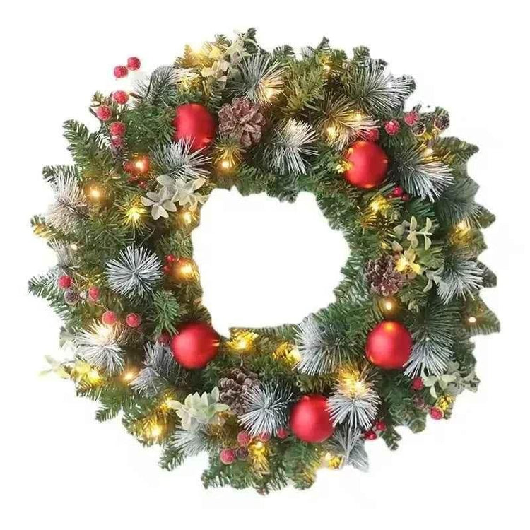 20-60cm Christmas Wreath with LED Fairy Light Door Hanging Garland Pine for Home Decorations Xmas Party Supplies Happy New Year - GiFTiFY