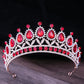 Baroque Blue Green Pink Opal Tiara Crowns Hair Jewelry Rhinestone Diadem Birthday Party Wedding Crystal Bridal Crown Accessories DSERS