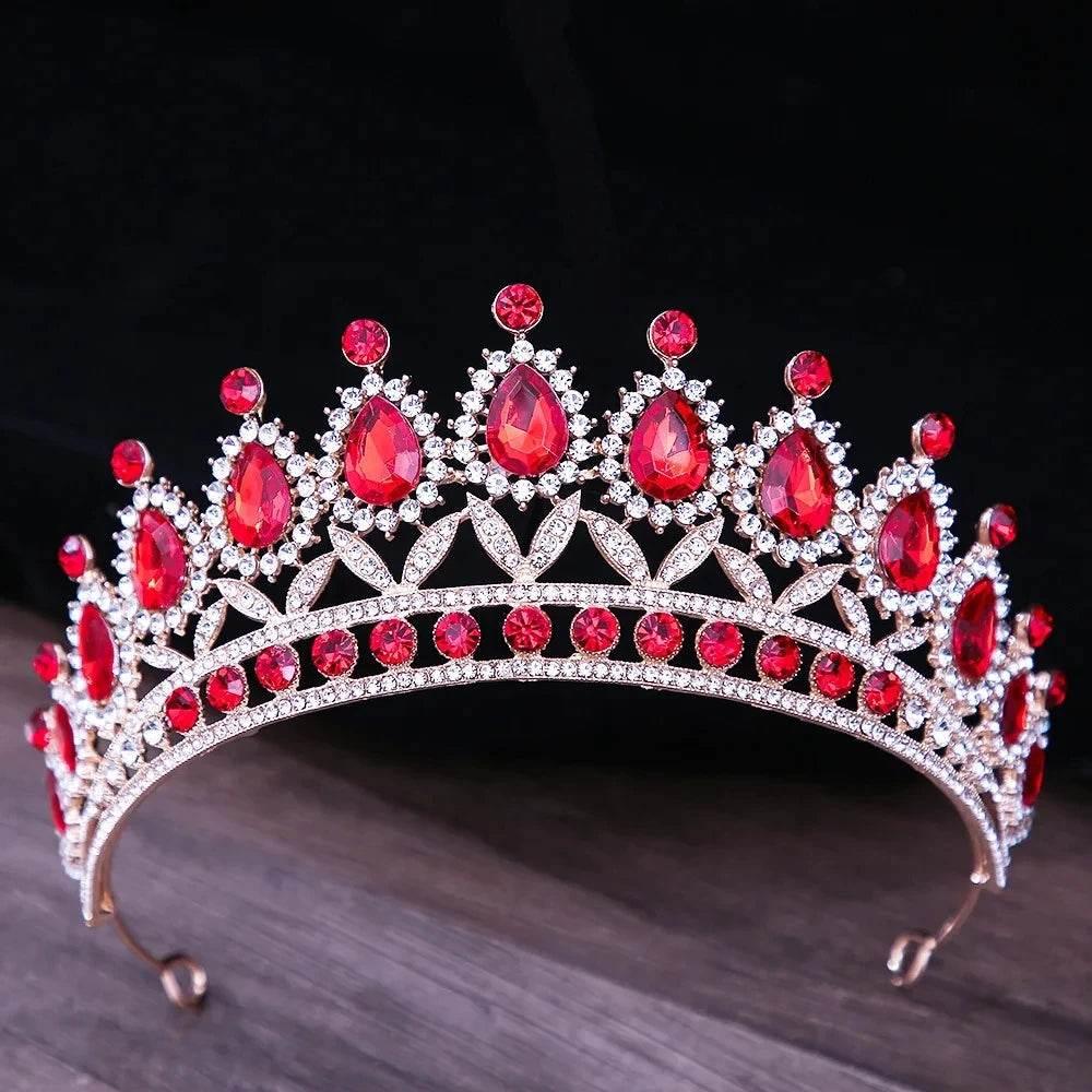 Baroque Blue Green Pink Opal Tiara Crowns Hair Jewelry Rhinestone Diadem Birthday Party Wedding Crystal Bridal Crown Accessories - GiFTiFY