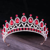 Baroque Blue Green Pink Opal Tiara Crowns Hair Jewelry Rhinestone Diadem Birthday Party Wedding Crystal Bridal Crown Accessories - GiFTiFY