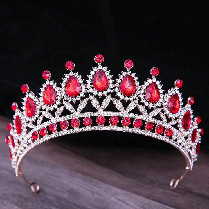 Baroque Blue Green Pink Opal Tiara Crowns Hair Jewelry Rhinestone Diadem Birthday Party Wedding Crystal Bridal Crown Accessories - GiFTiFY